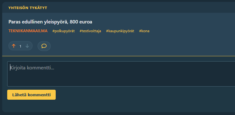 Tykkäykset ja kommentit
